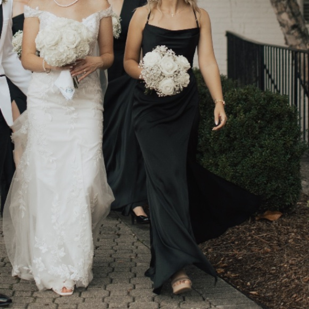 Azazie Black Cowl Neck Slip Maxi Dress